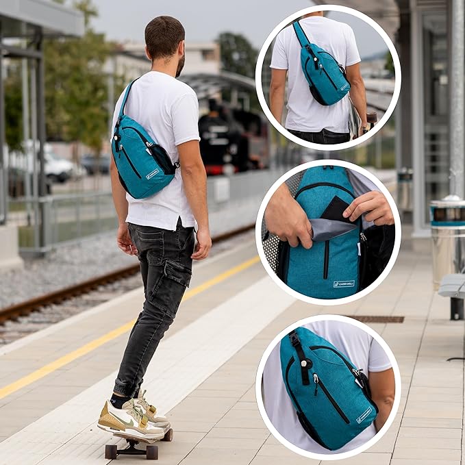 |Not Made In China| Crossbody Sling Backpack, Sling Bag For Travel and Hiking, Anti-Theft Chest Bag