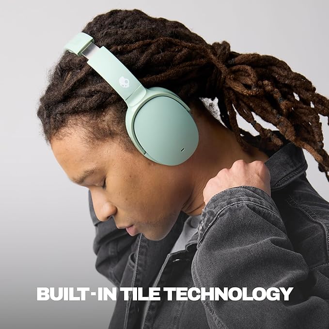 Skullcandy Hesh ANC Over-Ear Noise Cancelling Wireless Headphones with Charging Cable, 22 Hr Battery, Microphone, Works with iPhone Android and Bluetooth Devices - Preppy Sage