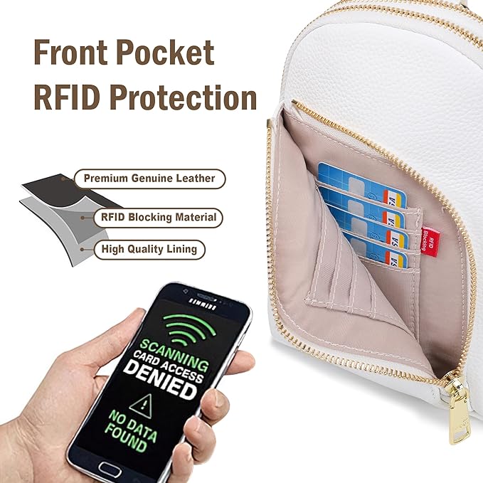 INICAT RFID Blocking Sling Bag Leather Crossbody Bags for Women Fanny Pack Cross Body for Woman Chest Bag for Travel 1.9L