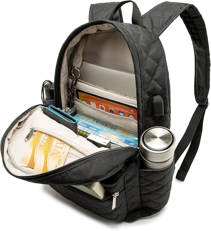 Kinmac Water Resistant Laptop Backpack with USB Charging Port for Laptop Up to 15.6 Inch (Embroider)