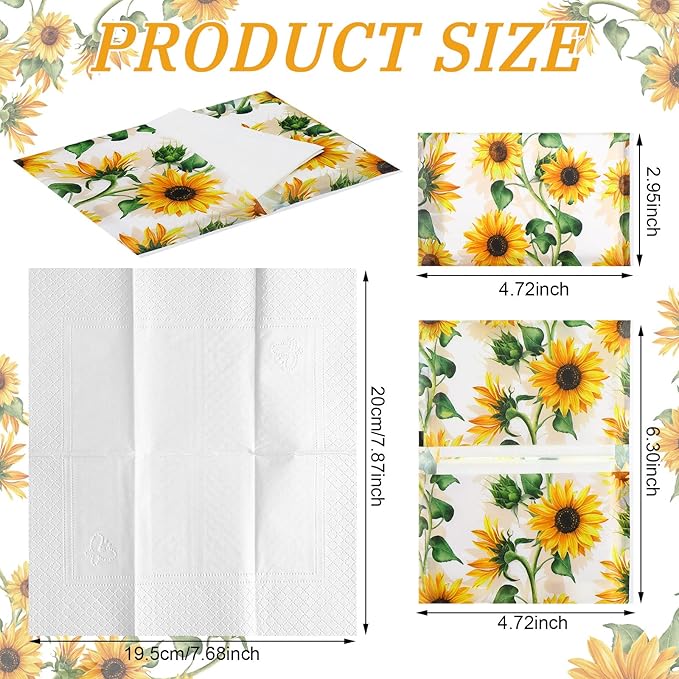 PerKoop 100 Packs Travel Size Tissues Disposable Pocket Facial Tissues Bulk for Travel Wedding Guest School Wallet Purse Home Supplies, 1000 Sheets 3 Ply(Sunflower)