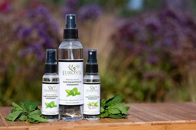 EuroSpa Aromatics Pure Eucalyptus Oil ShowerMist and Steam Room Spray, All-Natural Premium Aromatherapy Essential Oils - Variety Pack, 8 oz