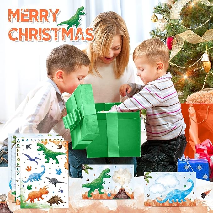 WERNNSAI Kids Stationery Set -72 PCS Dinosaur Boys Stationery Set Teens Dino Letter Writing Kit Dinosaur Letter Paper Set Stationery Writing Sheets with Envelopes School Gift Set