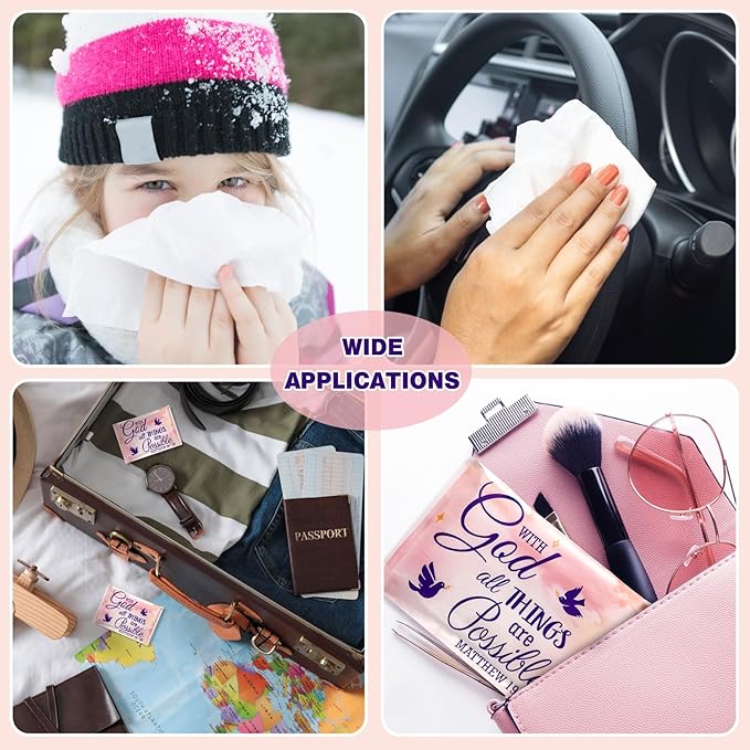 Sinmoe 60 Pack Pocket Tissues Travel Packs Christian Travel Tissues 3 Ply Pocket Size for Guests Mini Wallet Facial Napkin for Breast Cancer Wedding Xmas Graduation(Bird)