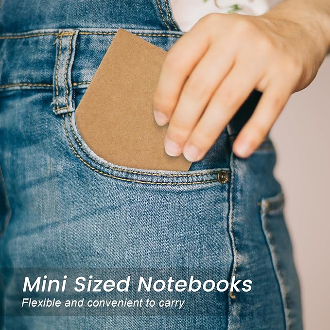Oucaru 64PCS Mini Notebooks Bulk, 3.5" x 5.5", Brown, 60 Pages Lined Paper Small Pocket Notebook Set, Mini Journal Memo Notepads for Kids, Students, Traveler, School Office Supplies