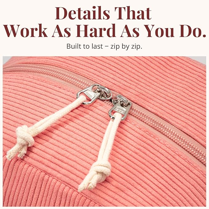 Insulated Lunch Bag for Women Men, Stylish Corduroy Tote Bag with Aluminum Lining, Large Capacity Reusable Cooler for Work, Travel, or Beach, Coral Pink Lunch Box