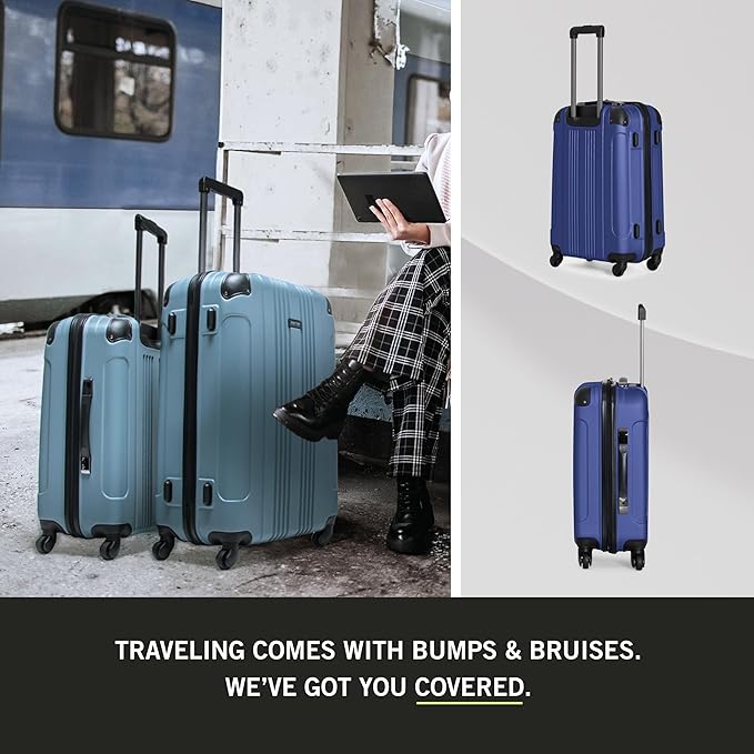 Kenneth Cole REACTION Out of Bounds Lightweight Hardshell 4-Wheel Spinner Luggage, Cobalt Blue, 2-Piece Set (20" & 28")