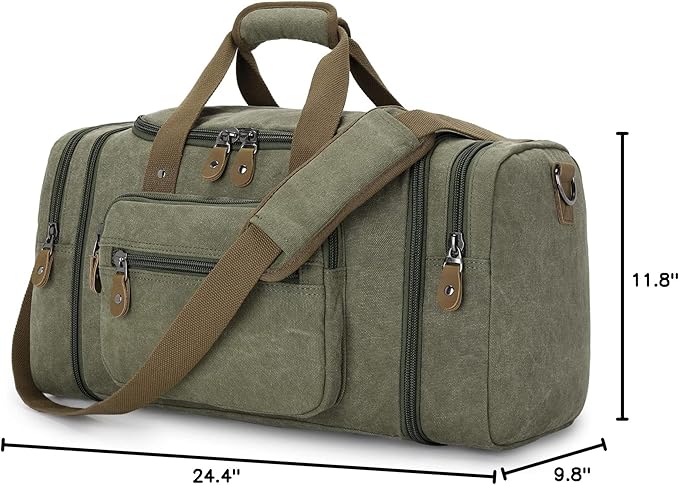Gonex Canvas Duffle Bag for Travel 50L Duffel Overnight Weekender Bag (Army Green)