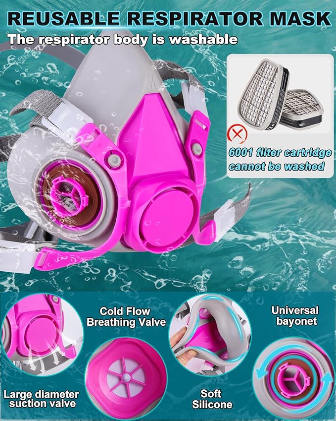 Respirator Mask with Filters, Gas Masks Survival Nuclear and Chemical - Reusable Respirator for Vapors, Painting