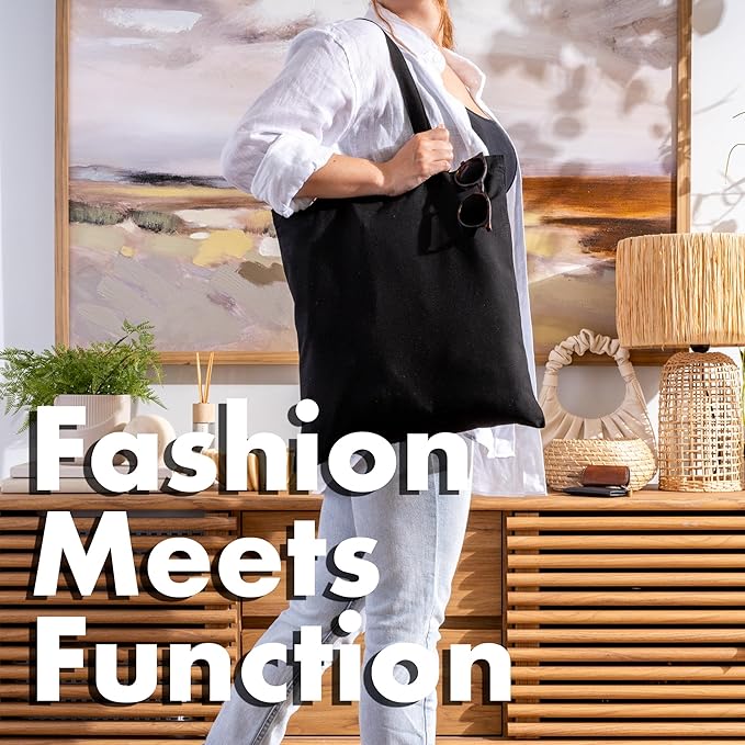 Carrywell |Not Made In China| 12 Pack Cotton Tote Bags, Lightweight Reusable Grocery Shopping Bag, Blank Bulk Cloth Totes with Handles, Great For Custom Screen Print and Gifts (15"x16")