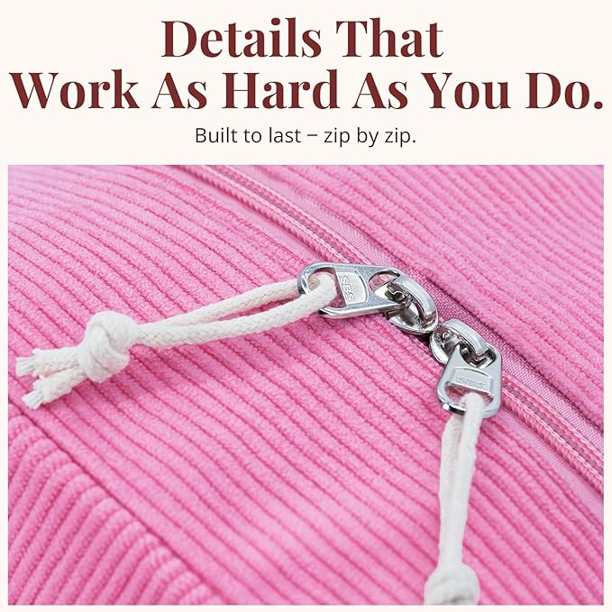 Insulated Vintage Pink Lunch Bag for Women, Stylish Corduroy Tote with Aluminum Lining, Large Capacity Reusable Cooler for Work, Travel, or Beach, Beige Cream Water-Resistant Lunch Box