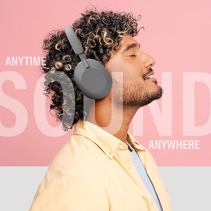 Gabba Goods Aura Premium Wireless Over-Ear Headphones, Built-in Mic, SD Card, High-Res Audio, 6H Playtime, for Travel, Home, Work TV,PC,Gaming,Cellphone (Grey)