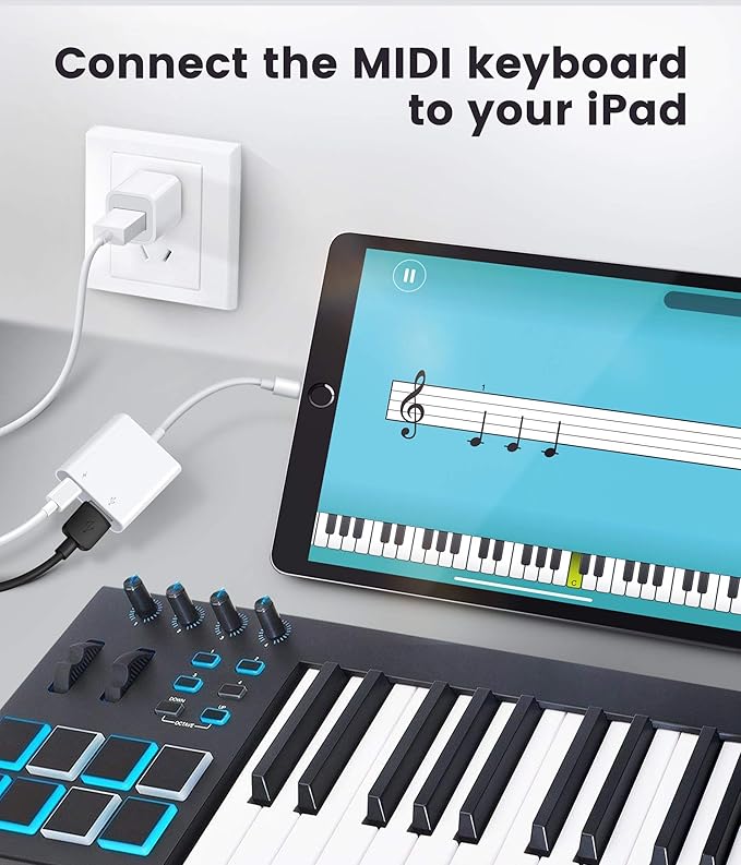 USB Adapter for iPhone/iPad, LᎥghtnᎥng to USB Female OTG Adpater,USB3 to iPad Adapter with Charging Port,Supports FlashDrives,MIDI,SD Card Reader and Mouse,Plug&Play