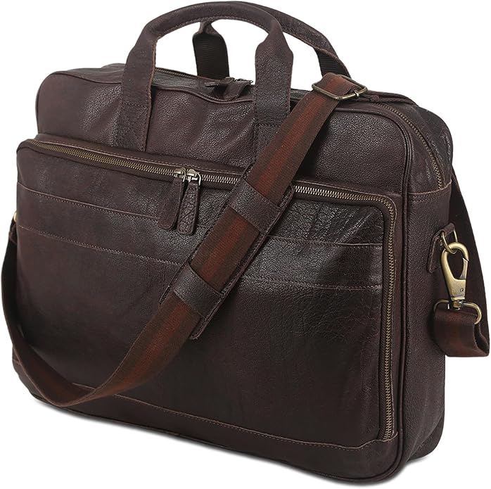 KomalC 16 Inch Leather briefcases Laptop Messenger Bags for Men and Women Best Office Satchel Bag