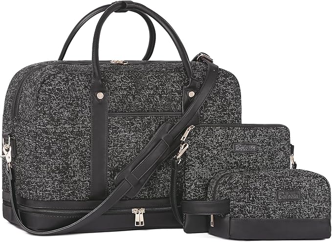 Weekender Bag for Women Canvas Overnight Bag Large Travel Tote Bag Carry on Shoulder Duffle Bag With Shoe Compartment,Perfect for Travel/Daily Use/Birthday Gift …