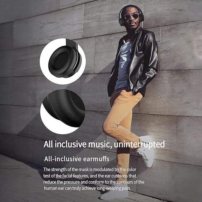 Bluetooth Headphones 2 in 1 Sound Speaker with Microphone Deep Bass Active Noise Cancelling Wireless Headphones Over Ear Comfortable Protein Earpads 30 Hours Playtime Wired/Wireless