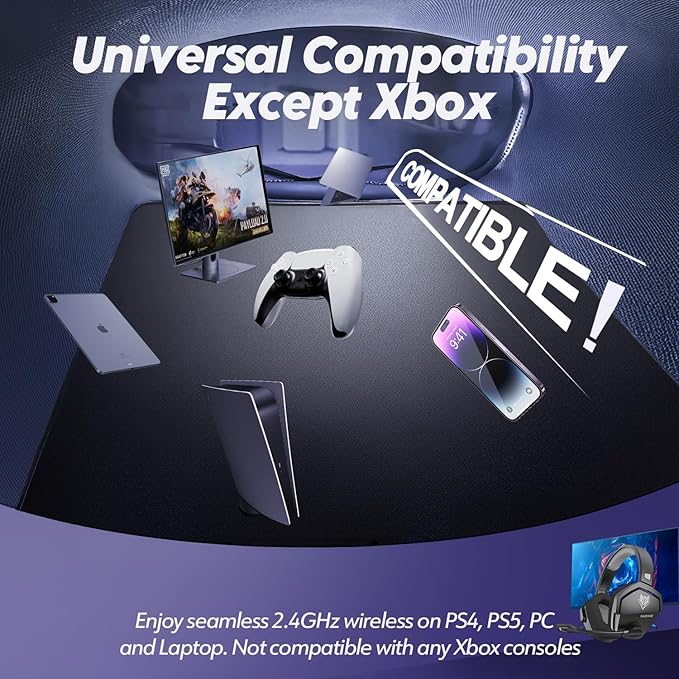 NUBWO G06 Dual Wireless Gaming Headset with Microphone for Ps5, Ps4, PC - 23ms Low Latency Audio - 100-Hour of Playtime - 50mm Drivers (Black-Grey)