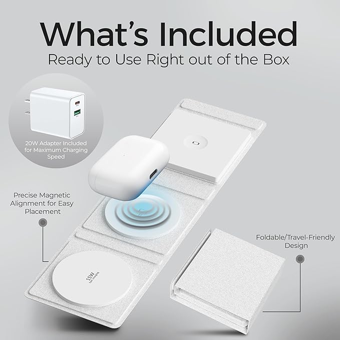 3 in 1 Magnetic Wireless Charger (White)