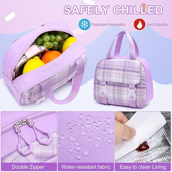 MOMUVO Girls Backpack with Lunch Box, Backpacks for Teen Girls, Backpack and Lunch Box Set