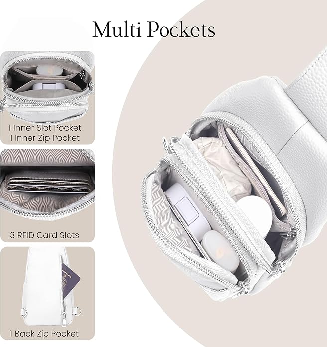 befen Genuine Leather Small Sling Bag for Women Anti-Theft Crossbody Chest Bags Fanny Packs for Travel with RFID Card Slots