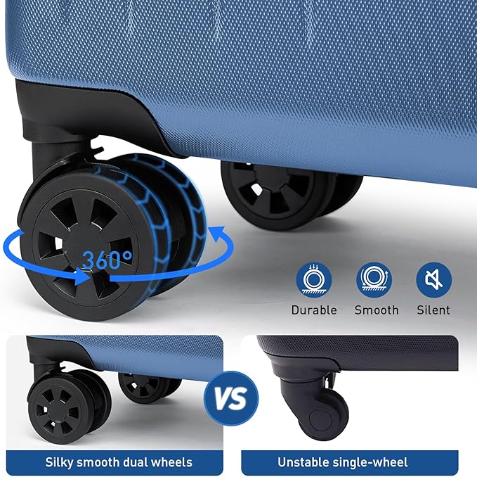 KYME Suitcase Hardshell With Double Spinner Wheels, PC+ABS TSA Lock Travel Luggage (Royalblue, 20" Carry On)