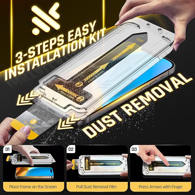 TEMPRTEK+ 2 Pack for iPhone 15 Plus Simple Screen Protector Privacy 9H Military Grade Scratch Fingerprint Resistance Anti-Glare Shatterproof Tempered Glass Anti-Spy Easy Installation Bubble Free