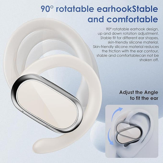 Open Ear Headphones,360-Degree Panoramic Sound, DT4.0 Without Sound Loss,Air Conduction, 48H Range,LED Display,IPX7 Waterproof, Wireless Earbuds for Meeting, Driving,Traveling