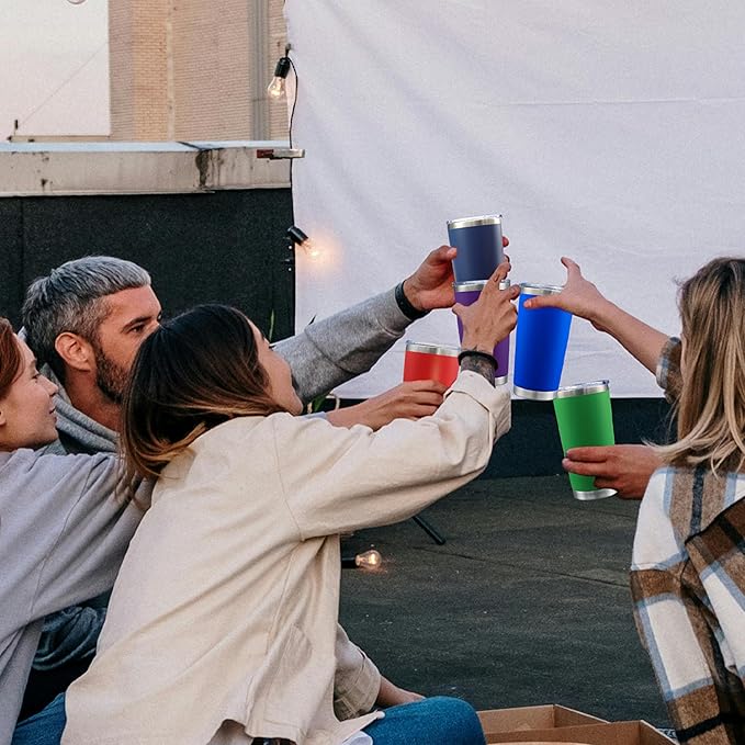 20oz Tumbler Bulk Stainless Steel Tumblers with Lid Vacuum Insulated Double Wall Travel Coffee Mug Powder Coated Tumbler Cup for Hot and Cold Drinks(Red, 1 pack)