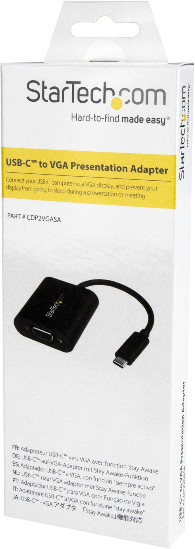 StarTech.com USB-C to VGA Adapter - 1920x1200 - USB C Adapter - USB Type C to VGA Monitor / Projector Adapter , TAA (CDP2VGASA)