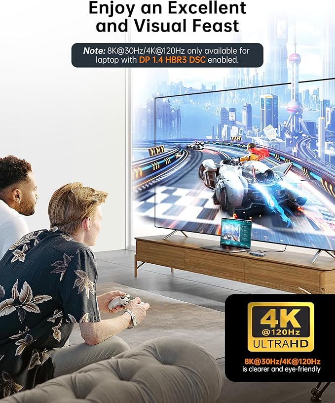 USB C Docking Station Quad Display, 14-in-1 Laptop Docking Station Dual Monitor, 8K@30Hz DP, Dual 4K@60Hz HDMI, VGA, 5 USB Data Ports, 100W PD, Ethernet, SD/TF, Mic/Audio, USB C HUB, Thunderbolt Dock