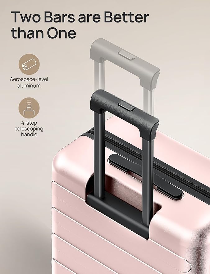 NINETYGO Medium Checked Luggage 24 Inch, Checking In Luggage with Smooth Spinner Wheels, Expandable, Hard Shell PC Suitcase, Lightweight Travel Luggage, TSA Approved (Pink, Rhine Max)