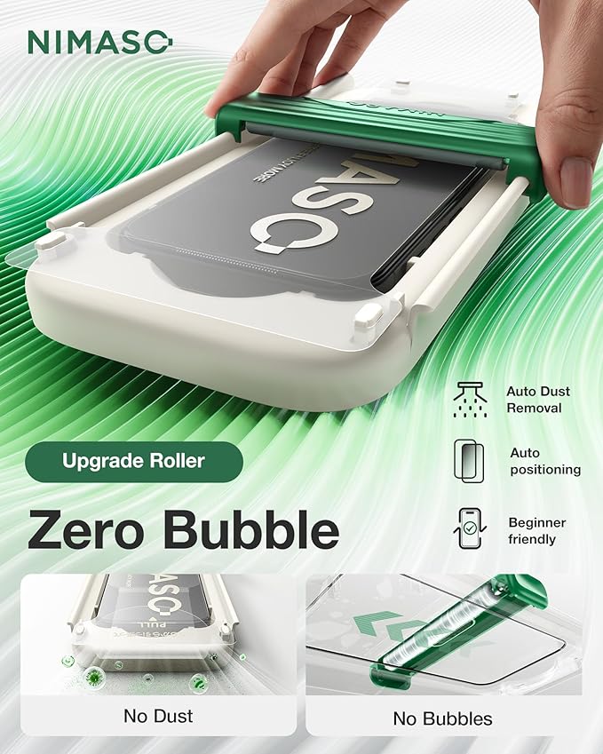 NIMASO for iPhone 17 Pro Screen Protector Full Coverage 6.3-Inch, No Bubbles No Dust, 3D Curved Edges 9H Hardness Tempered Glass, Military Grade Shatterproof, Anti-Scratch, with Roller,1 Pack