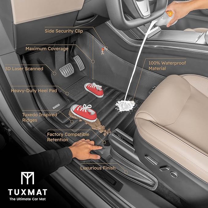 TuxMat - for Lexus RX 2023-2026 Models - Custom Car Mats - Maximum Coverage, All Weather, Laser Measured - This Full Set Includes 1st and 2nd Rows