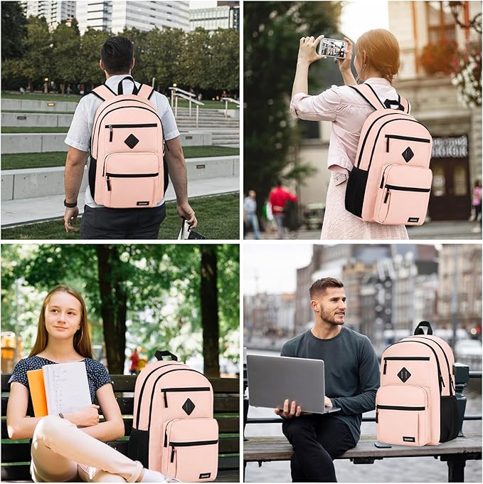 BIKROD Backpack for Girls Women, School Backpack for Teen Boys, Lightweight Casual High School Bookbag, Daily-use Travel Laptop Backpack with USB Charging Port Fits 15.6 Inch Notebook