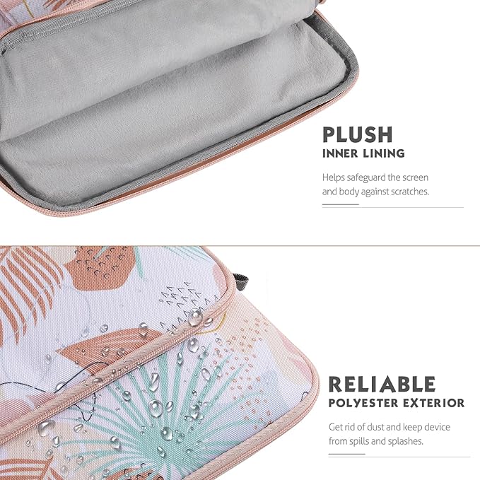 MoKo Laptop Sleeve Bag for 13.3-14 Inch, Notebook Carrying Case with Pocket Fits New MacBook Pro M3/M2 14" /13" M2/M1 Pro/M1 Max 14.2 2023-2021/Air 13.6" M2 2022, Surface Pro 9/8 13", Tropical Leaf