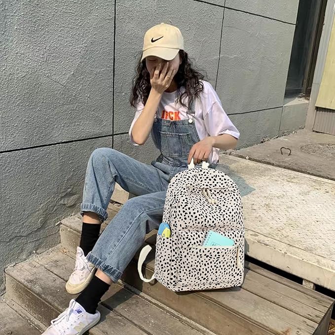 School Backpack for Teens Large Corduroy Bookbag Lightweight 15.6 inch Laptop Bag for Girls Women Casual High School College