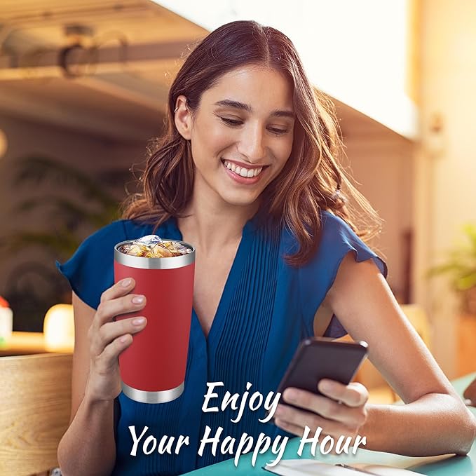 20 oz Tumbler Stainless Steel Tumblers with Lid Double Wall Vacuum Insulated Coffee Mug 20oz Powder Coated Cup for Hot and Cold Drinks, Red, 1 pack