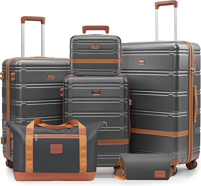 Luggage Sets, Suitcase with Spinner Wheels, PC+ABS Hardshell Travel Luggage Set with TSA Locks,Lightweight Rolling Luggage，Carry on suitcase with YKK Zippers (Gray)