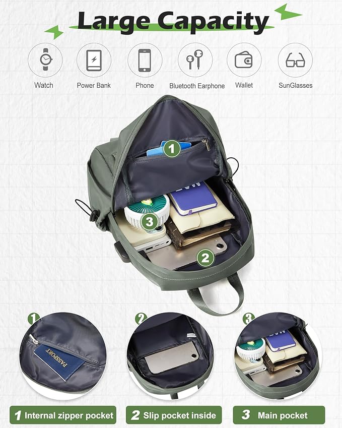 Small Green Sling Bag for Men Women, Mini Anti Theft One Strap Motorcycle Backpack, Sling Chest Bag Fanny Back Pack for Casual Travel Hiking Sport Gym