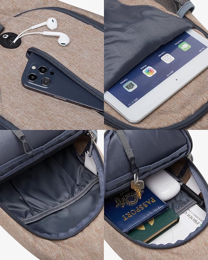 WATERFLY Crossbody Sling Backpack Sling Bag Travel Hiking Chest Bags Daypack (Flaxen)