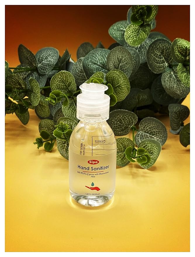 SIPA Hand Sanitizer 1.69 oz/ 50 ml, Jasmine Scent, Travel Size, Flip Cap Bottle each, Refreshing Soothing Gel with Aloe, and Vitamin E (Pack of 50)