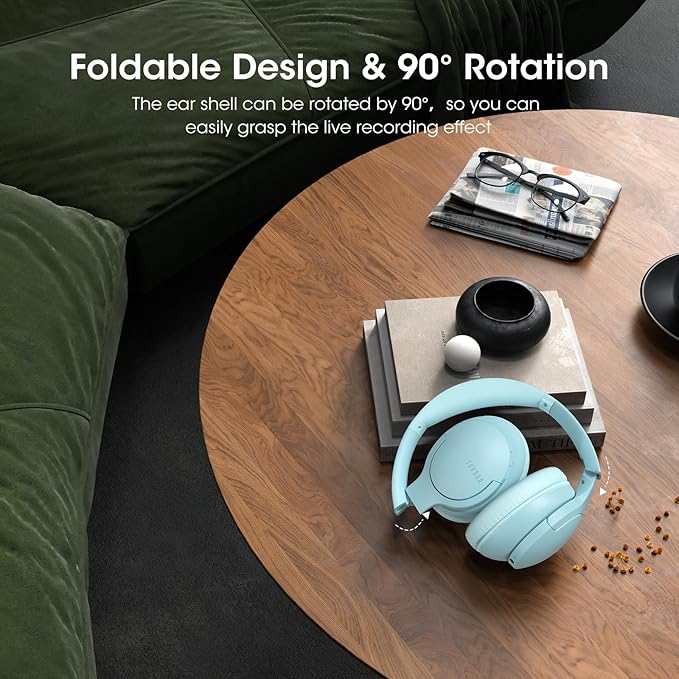 DOQAUS Upgrade Bluetooth Headphones Over Ear, 90H Playtime BT 5.3 Wireless Headphone EQ Modes, Built-in HD Mic, HiFi Stereo Sound, Deep Bass, Memory Foam Cups for Phone/PC&Travel/Gym/Workout