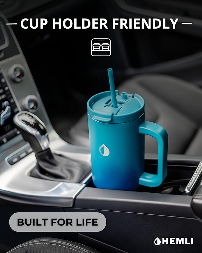 40 Oz Tumbler with Handle and Straw, Insulated Tumbler with Leakproof 2-in-1 Lid and Straw, Reusable and Portable Water and Coffee Stainless Steel Travel Mug, Vacuum Insulated