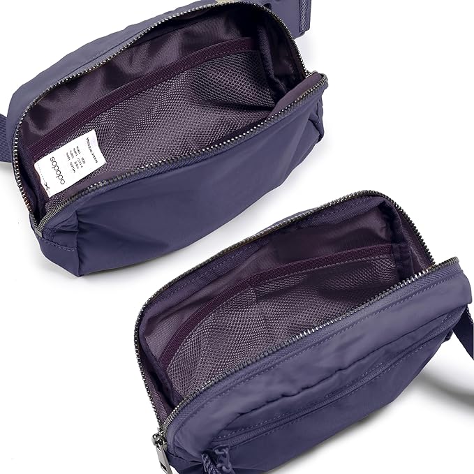 ODODOS Unisex Mini Belt Bag with Adjustable Strap Small Fanny Pack for Workout Running Traveling Hiking, Purple Reign