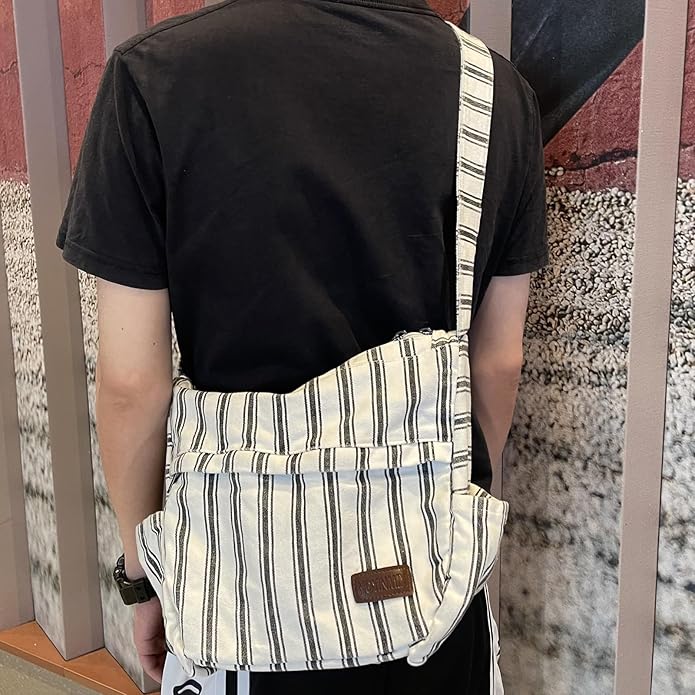 Large Canvas Messenger Bag with Multiple Pockets for Men and Women, Crossbody Shoulder Tote Hobo Laptop Bag