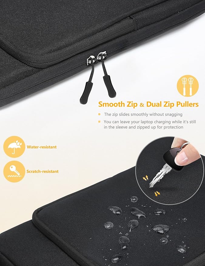 HYZUO 17-17.3 Inch Laptop Bag Case Sleeve for 17" 17.3" HP/Dell/Lenovo/ASUS/Acer/LG/MSI Gaming Laptop/Razer Blade 17/18, Notebook Carrying Briefcase for Men Women, Black