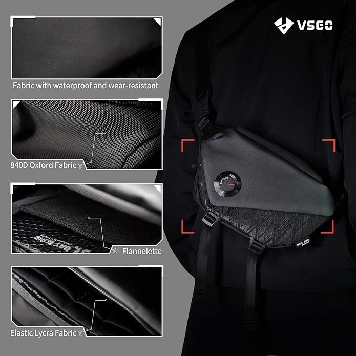 VSGO 4L Camera Sling Bag, Waterproof Shoulder Crossbody Bag for Men & Women, Fits Mirrorless Cameras, UAV Gear, and Tech Essentials