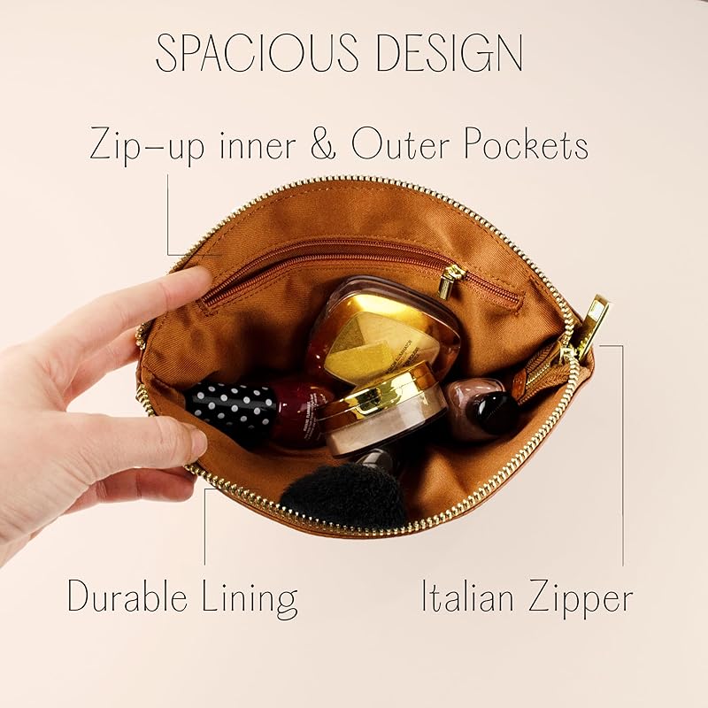 Custom Makeup Bag • 100% Genuine Leather Purses for Women • Cosmetic Bags for Women • Customized Makeup Bag with Name • Personalized Toiletry Bag • Gifts for Teenage Girls • Bridesmaid Proposal Gifts