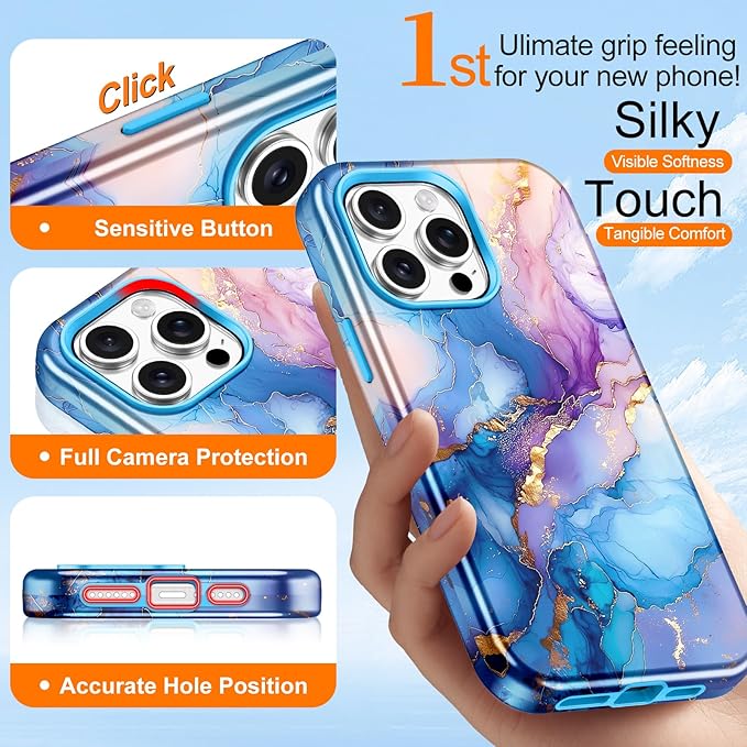 Btscase for iPhone 15 Pro Max Case [Compatible with Magsafe] [Military-Grade Drop Protection] Slim Anti-Scratch Smooth Touch TPU Bumper Shockproof Magnetic Phone Case for Women Girls Men, Blue