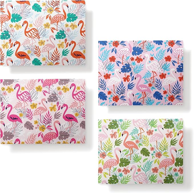 Twigs Paper - Assorted Flamingo Pattern Greeting Cards - Stationery Cards with Envelopes - Thank You Card - Blank Note Cards - Greeting Cards for All Occasions - Made in USA (5.5 x 4.25, Set of 12)